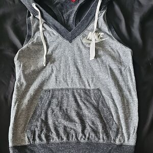 Nike Gray & Dark Gray Sleeveless Hoodie Tank